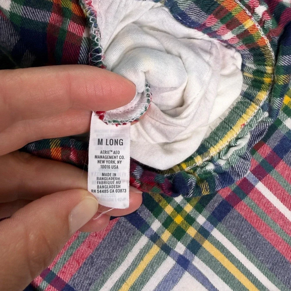 Aerie Womens Plaid Flannel Pajama Pants Joggers Red Green M Long 8812273099